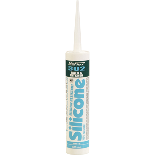 NuFlex&reg; 302 Bath And Kitchen Silicone Sealant, 300 ml, Cartridge, Clear Consource