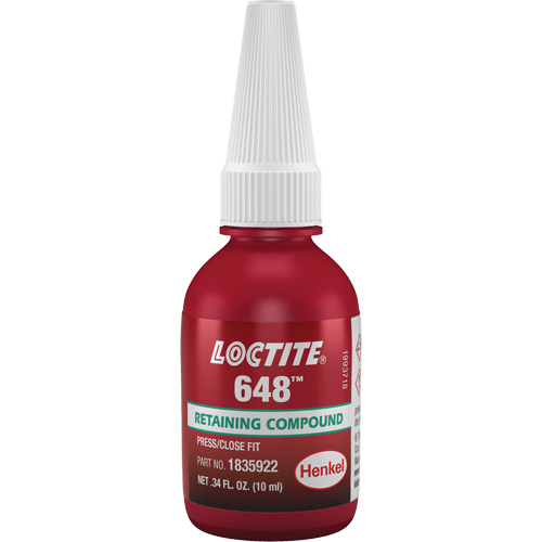 648 High Strength/Rapid Cure Retaining Compounds, 10 ml, Bottle, Green Consource