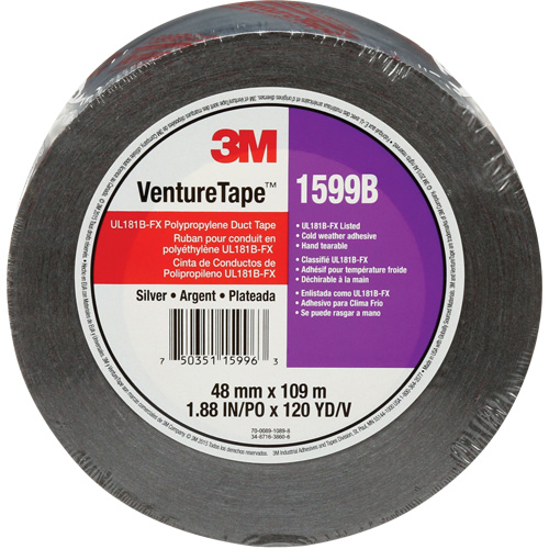 Ruban en polypropyl&egrave;ne Venture Tape 1599B, 3 mils, Argent, 48 mm (2") x 109,7 m (359,9') Consource