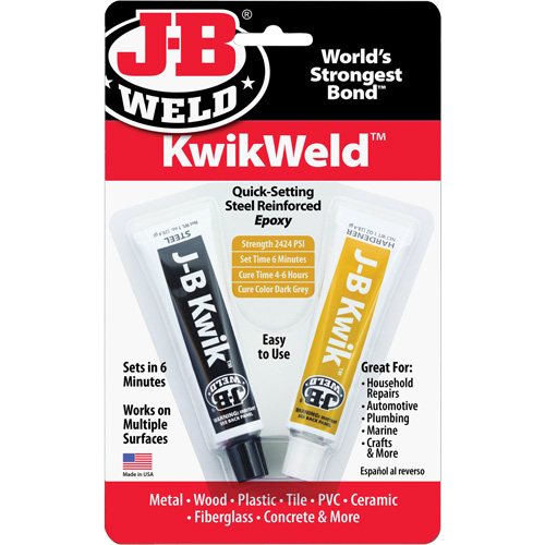 Colle &eacute;poxyde KwikWeld, Deux composants, Tube, 2 oz, Gris Consource