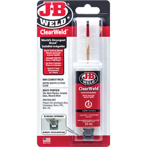 ClearWeld Adhesive, 25 ml, Syringe, Two-Part, Clear Consource