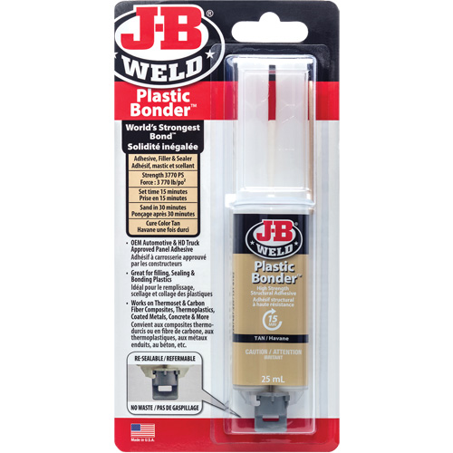 Plastic Bonder Adhesive, 25 ml, Syringe, Two-Part, Tan Consource