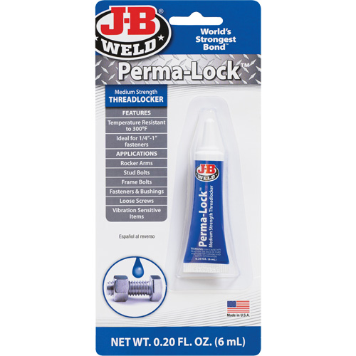 Perma-Lock Threadlocker, Blue, Medium, 6 ml, Tube Consource