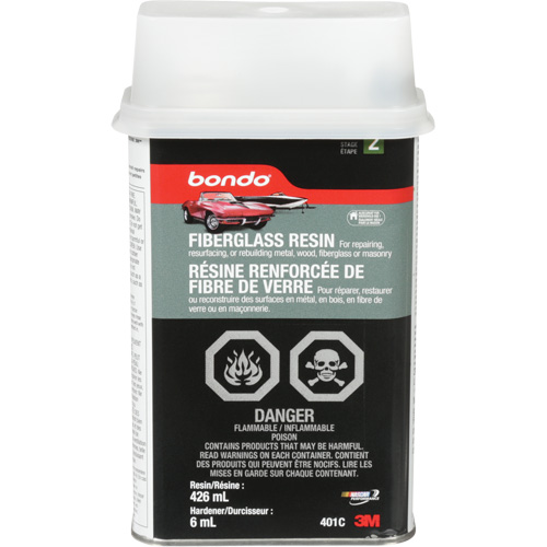 R&eacute;sine de fibre de verre Bondo, Deux composants, 15 oz, Bidon rectangulaire Consource