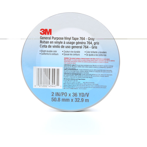 Ruban en vinyle pour travaux g&eacute;n&eacute;raux 764, 50,8 mm (2") la x 32,9 m (108') lo, 5 mils, Gris Consource