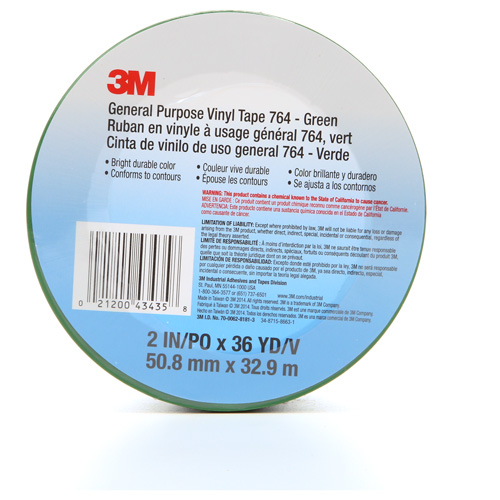 Ruban en vinyle pour travaux g&eacute;n&eacute;raux 764, 50,8 mm (2") la x 32,9 m (108') lo, 5 mils, Vert Consource