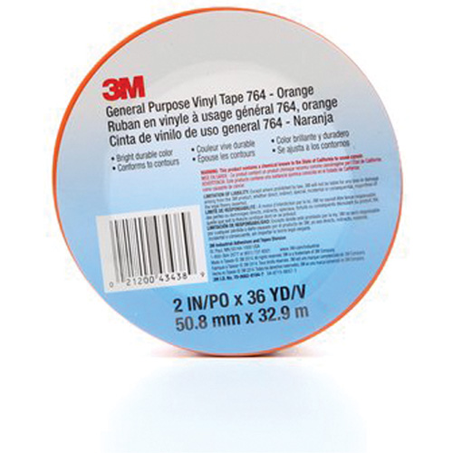 Ruban en vinyle pour travaux g&eacute;n&eacute;raux 764, 50,8 mm (2") la x 32,9 m (108') lo, 5 mils, Orange Consource