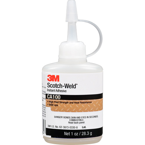 Adh&eacute;sif instantan&eacute; CA100 Scotch-Weld, Blanc cass&eacute;, Bouteille, 1 oz Consource