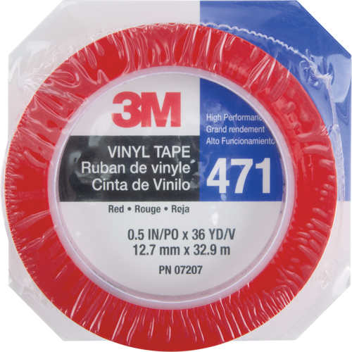 471 Vinyl Tape, 12 mm (1/2") W x 32.9 m (108') L, 5.3 mils, Red Consource