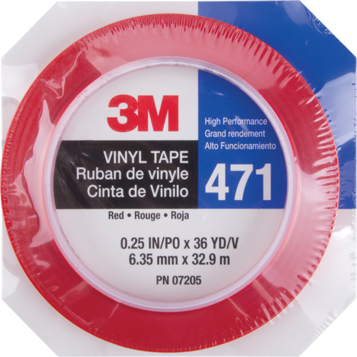 471 Vinyl Tape, 6 mm (1/4") W x 32.9 m (108') L, 5.3 mils, Red Consource