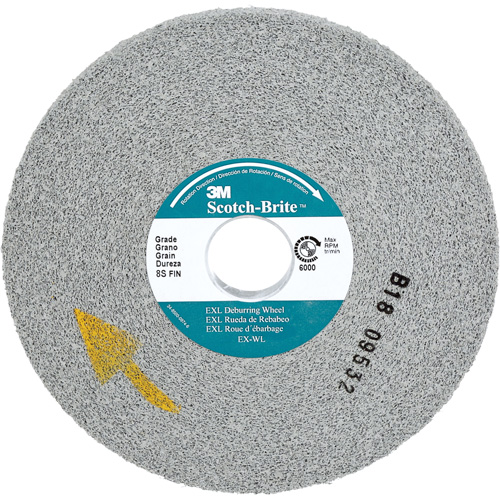 Scotch-Brite EXL Deburring Wheel, 6" x 1/2", 1" Arbor, Silicon Carbide Consource