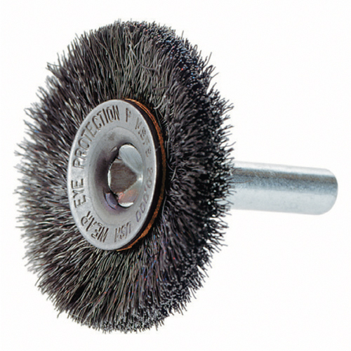 Brosses rotatives &agrave; fils cr&ecirc;p&eacute;s a/arbre 1/4", 3" dia., Fils 0,014", Arbre 1/4" Consource