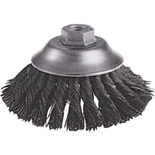 Knot Wire Cup Brushes - Flared Cup Brush, 6" Dia., 0.02" Fill, 5/8"-11 Arbor, Steel Consource