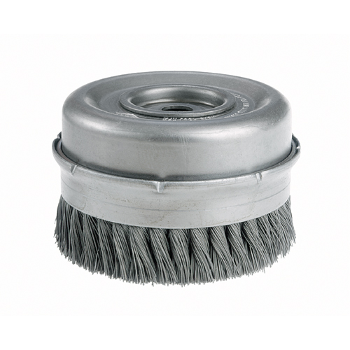 Knot Wire Cup Brushes with Bridle - Heavy-Duty, 4" Dia. x 5/8"-11 Arbor Consource