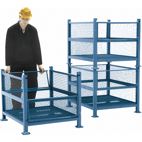 Open Mesh Containers, 2 Drop Gates, 2500 lbs. Capacity, 34.5" W x 40.5" D x 32.25" H Consource