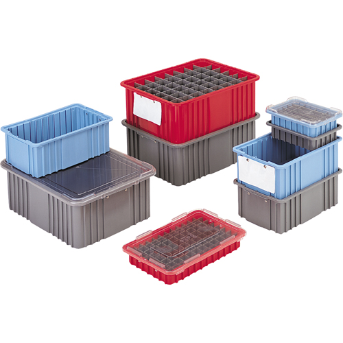 Contenants Divider Box, Poly&eacute;thyl&egrave;ne, 10,8" la x 8,3" p x 2,5" h, Gris Consource
