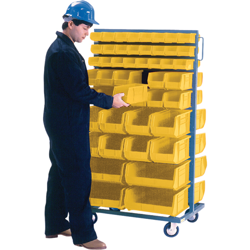 Support mobile deux c&ocirc;t&eacute;s pour bacs, &agrave; deux c&ocirc;t&eacute;s, 96 bacs, 36" la x 24" p x 63" h Consource