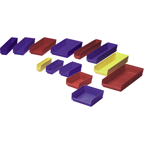 Shelf Bins, 4-1/8" W x 4" H x 23-5/8" D, Blue, 50 lbs. Capacity Consource