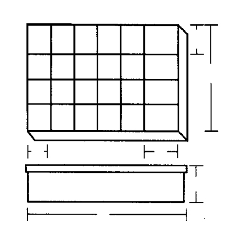 Compartment Case, Plastic, 24 Slots, 18-1/2" W x 13" D x 3" H, Grey Consource