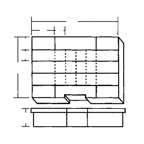 Compartment Case, Plastic, 24 Slots, 15-1/2" W x 11-3/4" D x 2-1/2" H, Grey Consource