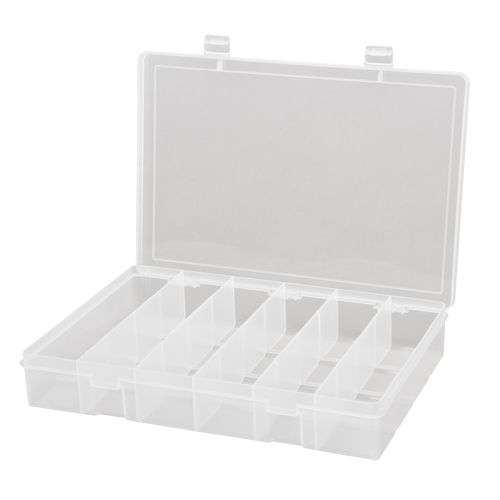 Compact Polypropylene Compartment Cases, 13-1/8" W x 9" D x 2-5/16" H, 6 Compartments Consource