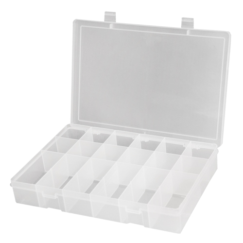 Compact Polypropylene Compartment Cases, 11" W x 6-3/4" D x 1-3/4" H, 18 Compartments Consource