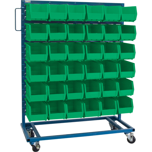 Single-Sided Mobile Bin Rack, Single-sided, 36 bins, 36" W x 16" D x 46-1/2" H Consource