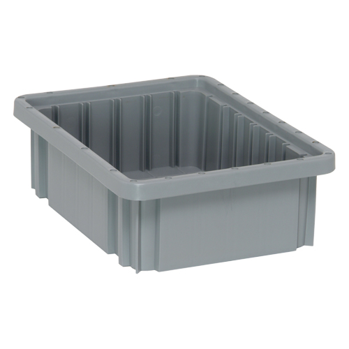 Divider Box&reg; Containers, Plastic, 10.9" W x 8.3" D x 3.5" H, Grey Consource