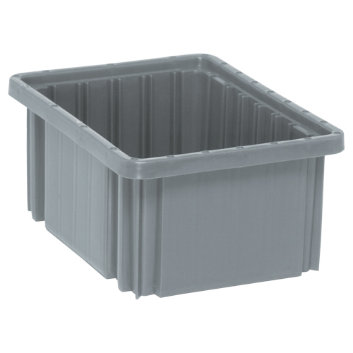 Divider Box&reg; Containers, Plastic, 10.9" W x 8.3" D x 5" H, Grey Consource