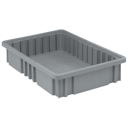 Divider Box&reg; Containers, Plastic, 16.5" W x 10.9" D x 3.5" H, Grey Consource