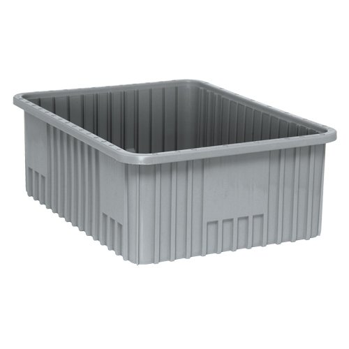Divider Box&reg; Containers, Plastic, 22.5" W x 17.5" D x 8" H, Grey Consource