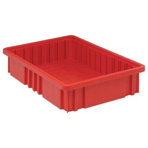 Divider Box&reg; Containers, Plastic, 16.5" W x 10.9" D x 3.5" H, Red Consource