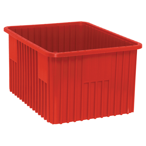 Divider Box&reg; Containers, Plastic, 22.5" W x 17.5" D x 12" H, Red Consource