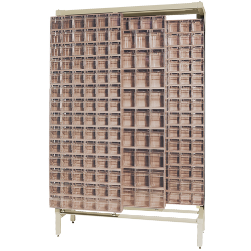 Syst&egrave;me de stockage &agrave; glissi&egrave;re &agrave; bacs basculants autonome, 48" la x 18" p x 77" h, 303 tiroirs Consource