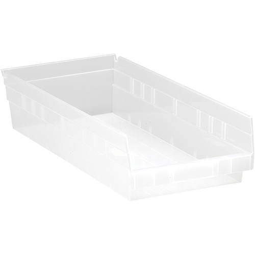 Shelf Bins, 8-3/8" W x 4" H x 17-7/8" D, Clear, 40 lbs. Capacity Consource
