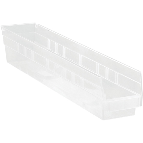 Shelf Bins, 4-1/8" W x 4" H x 23-5/8" D, Clear, 50 lbs. Capacity Consource