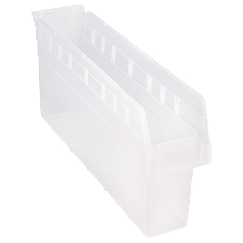 Store-Max Shelf Bins, 4-3/8" W x 8" H x 23-5/8" D, Clear, 68 lbs. Capacity Consource