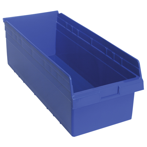 Store-Max Shelf Bins, 11-1/8" W x 8" H x 23-5/8" D, Blue, 68 lbs. Capacity Consource