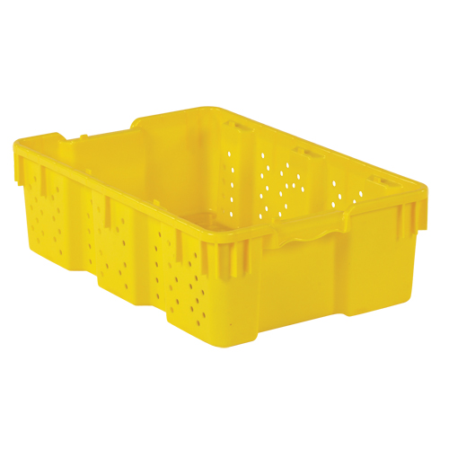 Agricultural Plastic Stack-N-Nest Container, 16" x 23.9" x 7.3", Yellow Consource