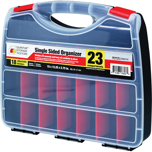 Plastic Compartment Box, 12-1/4" W x 15" D x 2-3/4" H, 23 Compartments Consource