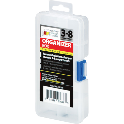 Plastic Compartment Box, 2.75" W x 5.5" D x 1.25" H, 8 Compartments Consource