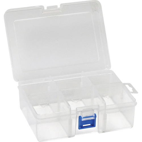 Plastic Compartment Box, 4.75" W x 6.75" D x 2.25" H, 6 Compartments Consource