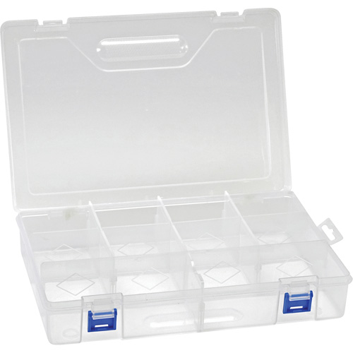 Plastic Compartment Box, 7.75" W x 11.75" D x 2.2" H, 10 Compartments Consource