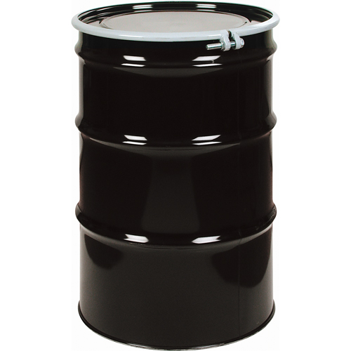 Steel Drums, 55 US gal (45 imp. gal.), Unlined, Black, Open Top, 1A2/Y1.4/140, 20 Gauge Consource