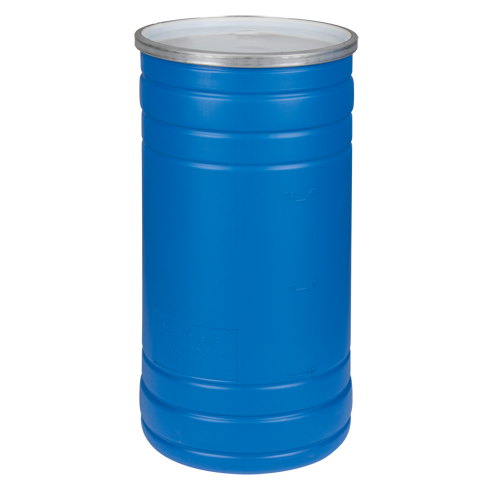 Barils en poly&eacute;thyl&egrave;ne, 15,5 gal. US (12,91 gal. imp.), Dessus ouvert, Bleu Consource