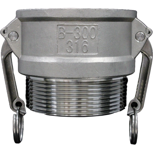 Accouplement &agrave; came et rainure, Acier inoxydable, Type B, 3/4", NPT m&acirc;le, 250 PSI Consource