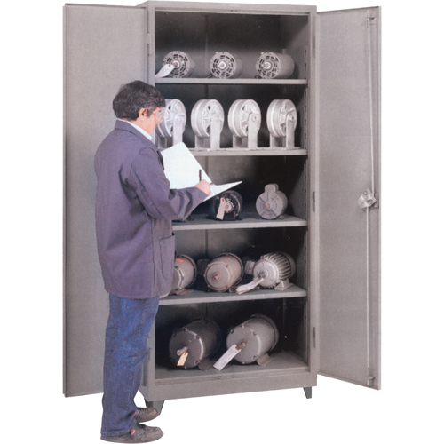 Heavy Gauge Storage Cabinets, Steel, 3 Shelves, 60" H x 36" W x 21" D, Grey Consource