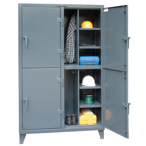 CASIER,50"LAX24"PX72"H,4PORTES, Acier, 8 Tablettes, 72" h x 50" la x 24" P, Gris Consource