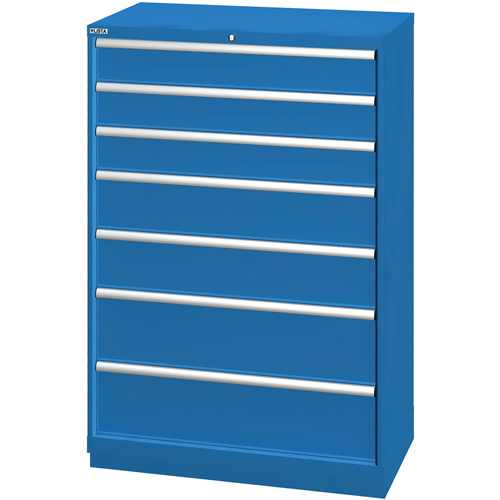 Drawer Cabinets, 7 Drawers, 40-1/4" W x 22-1/2" D x 59-1/2" H, Bright blue Consource