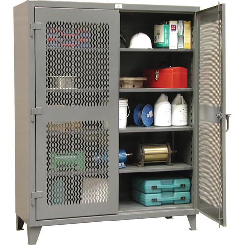 Heavy-Duty Ventilated Storage Cabinets, 4 Shelves, 72" H x 60" W x 24" D, Steel, Grey Consource